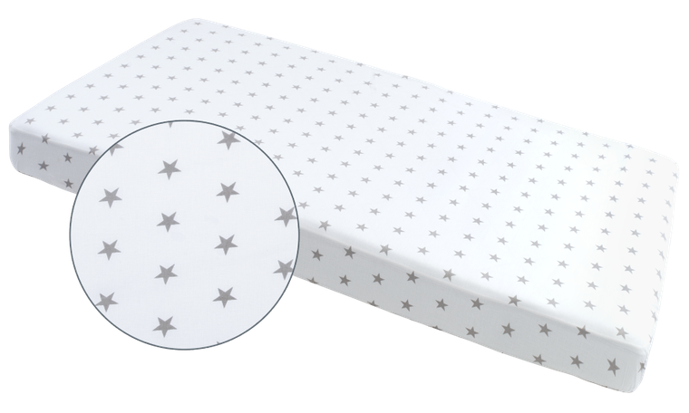 Medi Partners, Stars, prześcieradło z gumką, białe, 60-120 cm