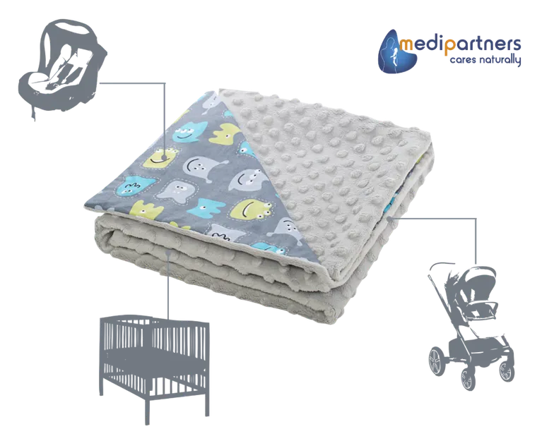 Medi Partners, Stworki, kocyk minky, szary, 75-100 cm