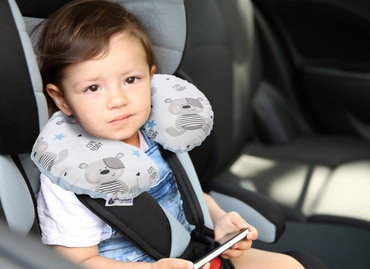 Medi Partners, Teddy, poduszka podróżna, rogal, niebieski