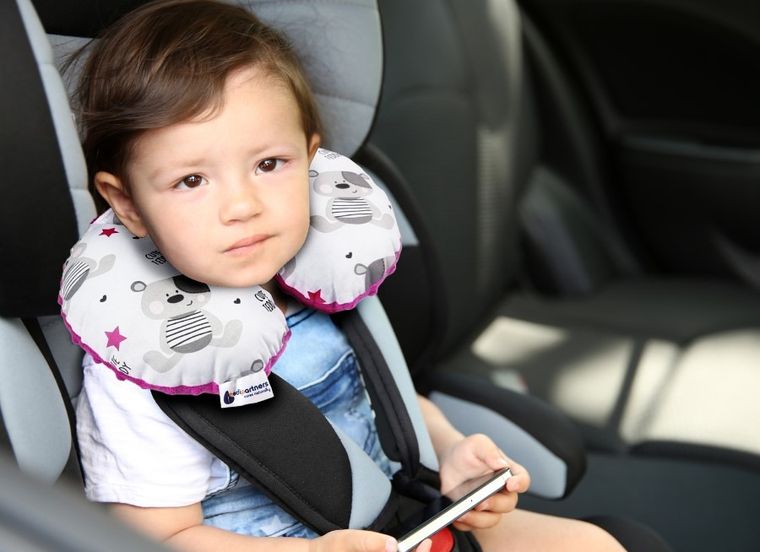 Medi Partners, Teddy, poduszka podróżna, rogal, różowa