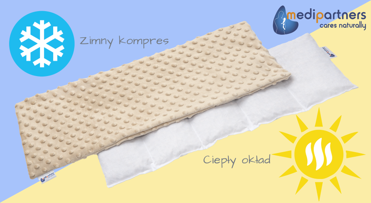 Medi Partners, termofor 5-komorowy z pestkami wiśni, minky, beż, 20-60 cm