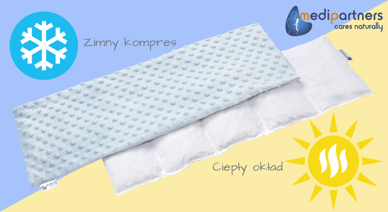 Medi Partners, termofor 5-komorowy z pestkami wiśni, minky, błękitny, 20-60 cm