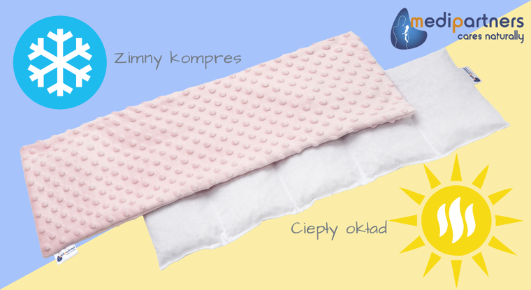 Medi Partners, termofor 5-komorowy z pestkami wiśni, minky, pudrowy róż, 20-60 cm