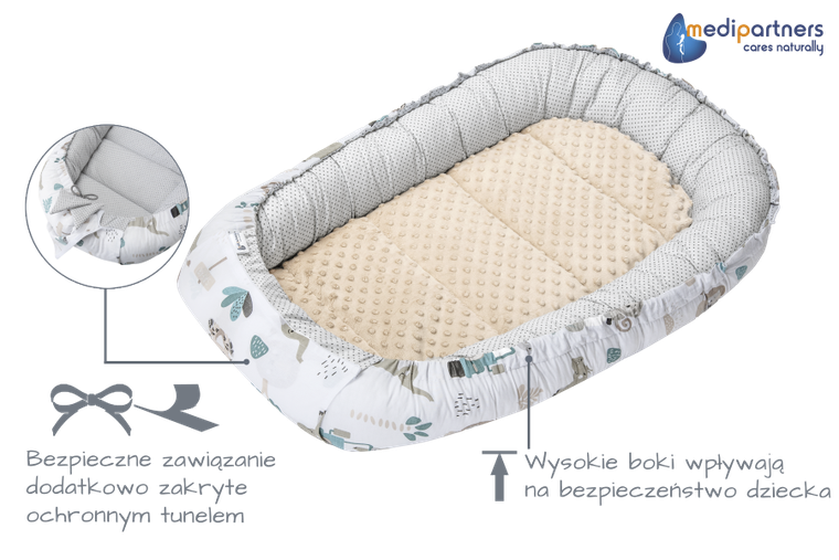 Medi Partners, Zoo, gniazdo niemowlęce, kokon w zestawie, beżowy