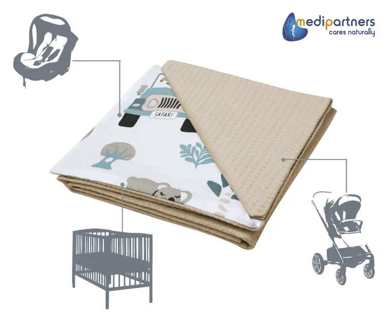 Medi Partners, Zoo, kocyk bawełniany, wafel, 75-100 cm