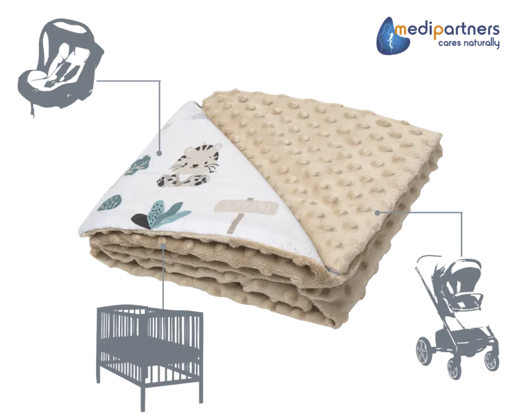 Medi Partners, Zoo, kocyk minky, beżowy, 75-100 cm