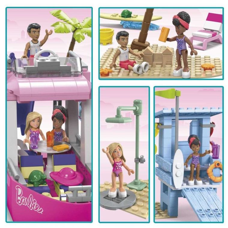 MEGA Barbie, Dream Boat - Wymarzona łódź Malibu, zestaw klocków, 317 elementów
