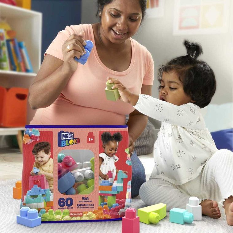 MEGA Bloks, Torba różowa, klocki, 60 elementów