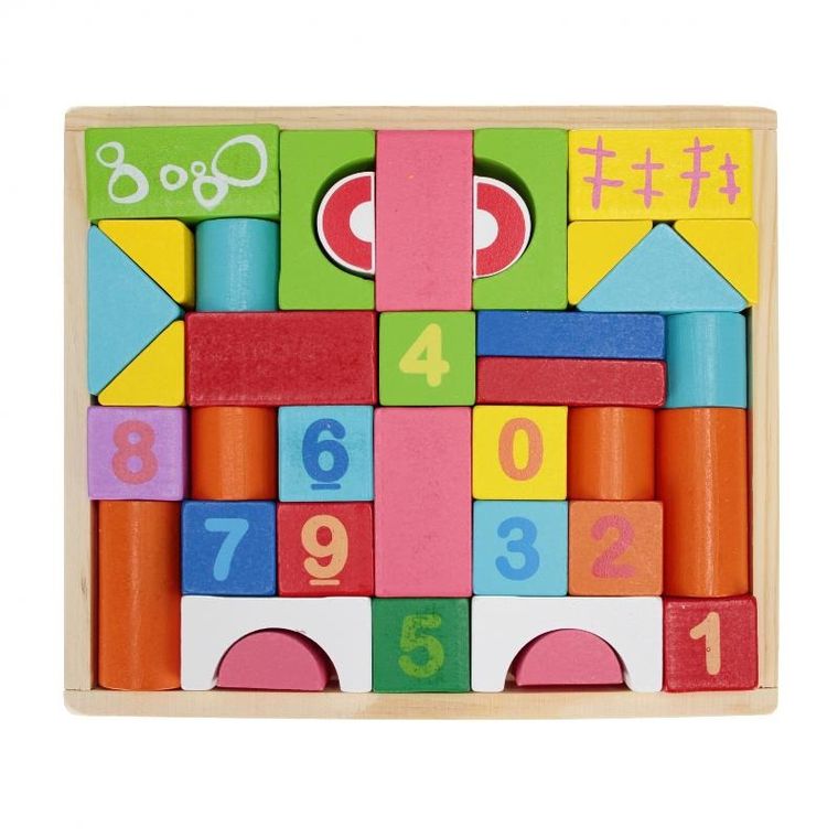 Mega Creative, klocki drewniane, kolorowe