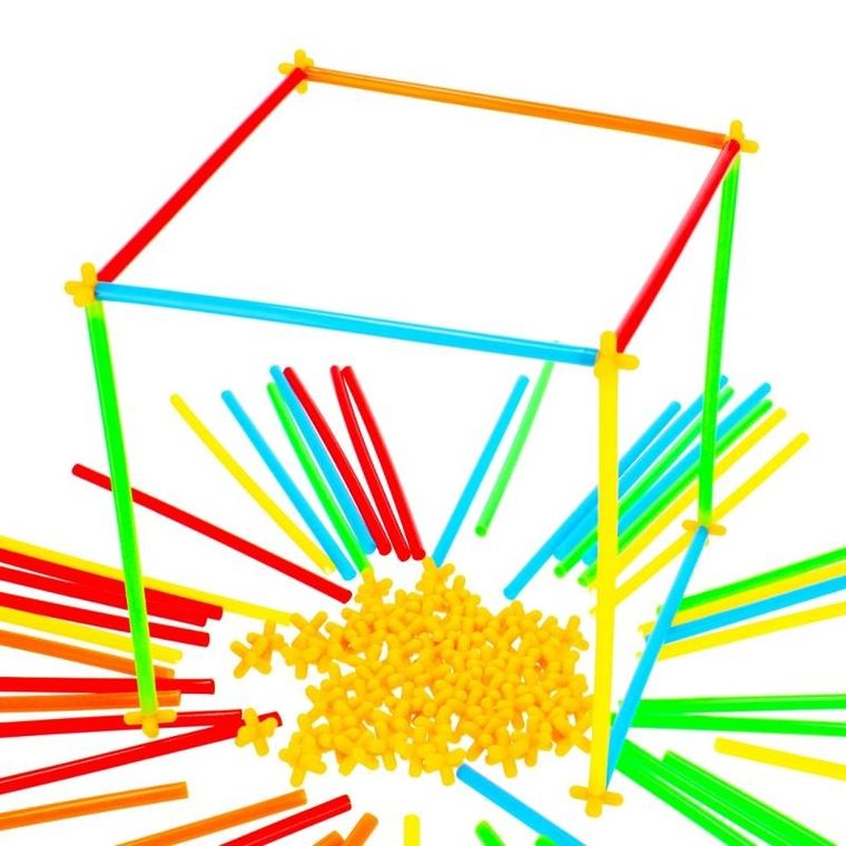 Mega Creative, klocki konstrukcyjne, słomki, 100 elementów