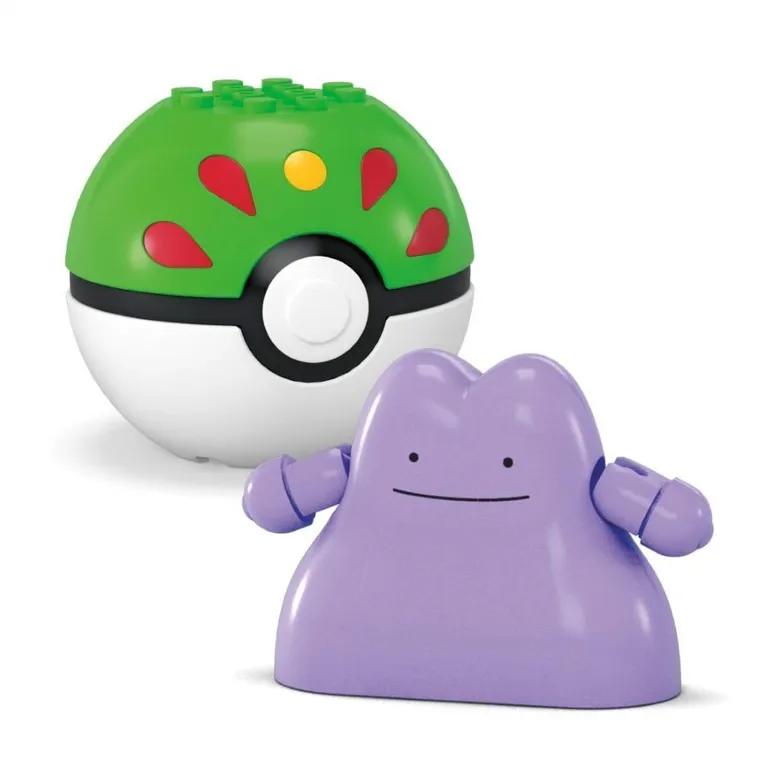 MEGA Pokemon, Pokeball Pikachu i Ditto, 2 figurki, klocki, 42 elementy