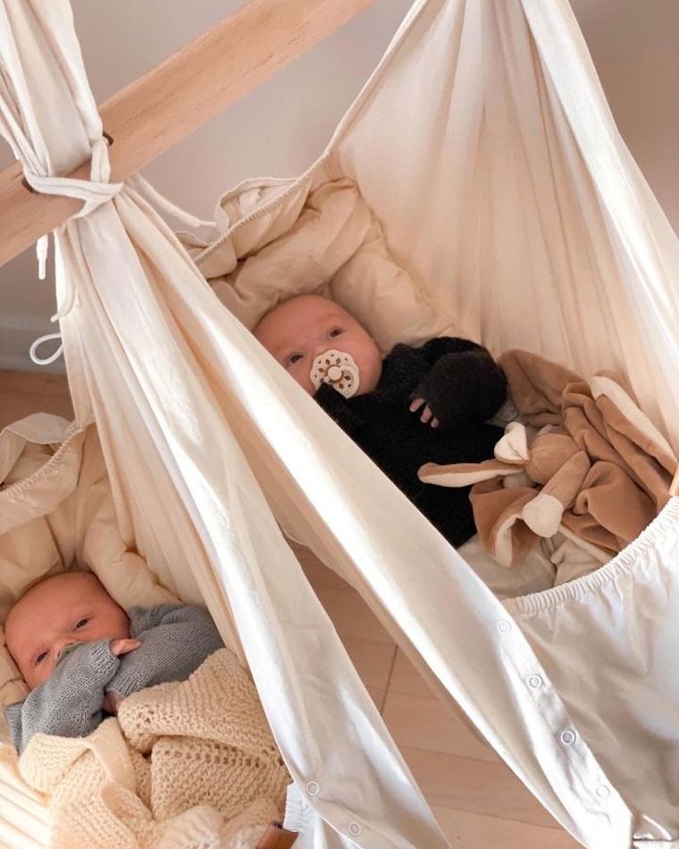 Membantu, Basic, hamak-huśtawka dla bliźniąt, podwójna, szara