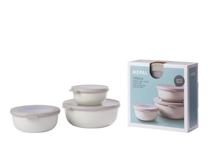 Mepal, Cirqula, zestaw 3 misek, okrągła, Nordic White, 350+750+1250 ml