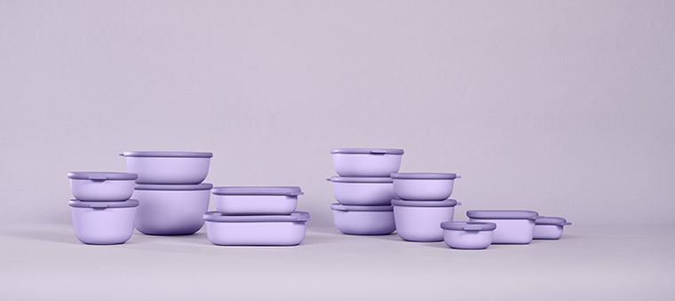 Mepal, Cirqula, zestaw 3 misek, prostokątna, Nordic Lilac, 750+1500+3000 ml