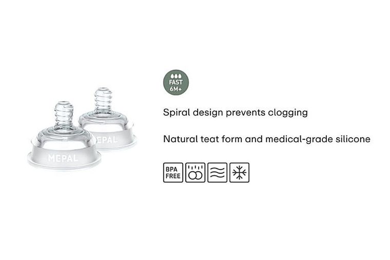 Mepal, Mio, smoczek do karmienia niemowląt z szybkim przepływem, 2 szt.