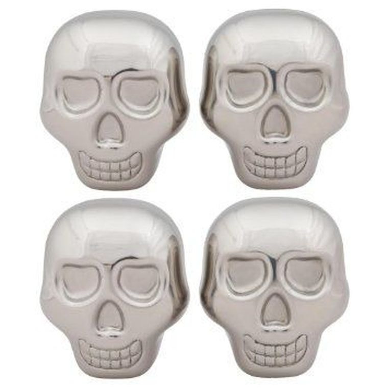 Metalowe kostki do drinków, czaszki