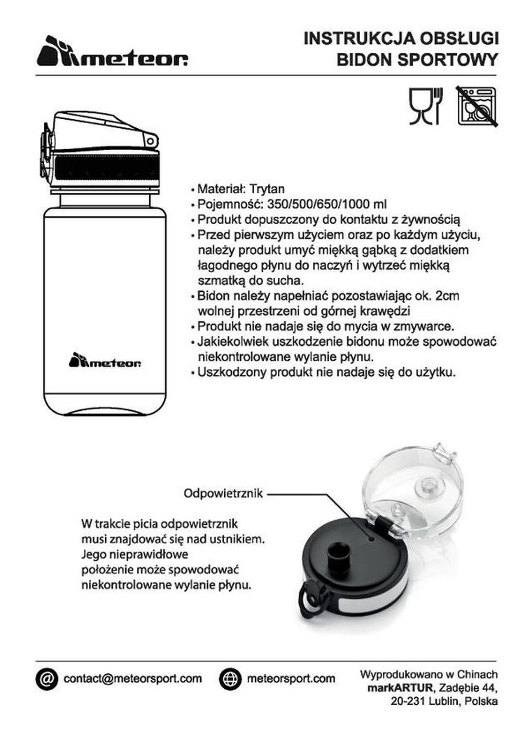 Meteor, bidon sportowy, ciemnozielony, 1000 ml