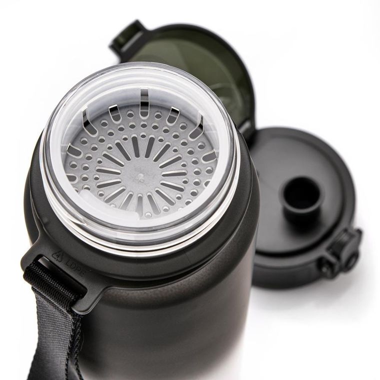 Meteor, bidon sportowy, czarno-biały, 500 ml