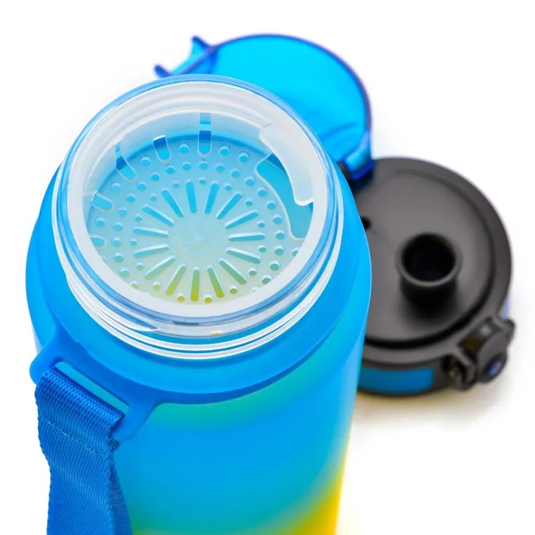 Meteor, bidon sportowy, niebiesko-żółty, 500 ml
