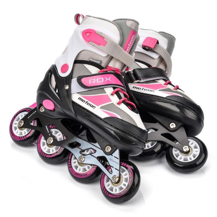 Meteor, Rox, rolki, różowo-szare, rozmiar 30-33