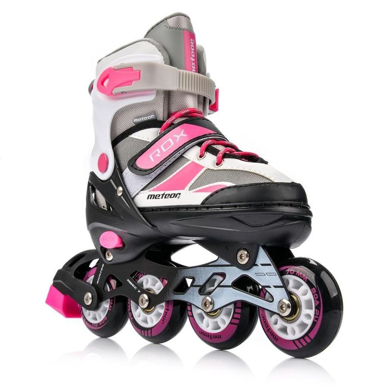 Meteor, Rox, rolki, różowo-szare, rozmiar 34-37