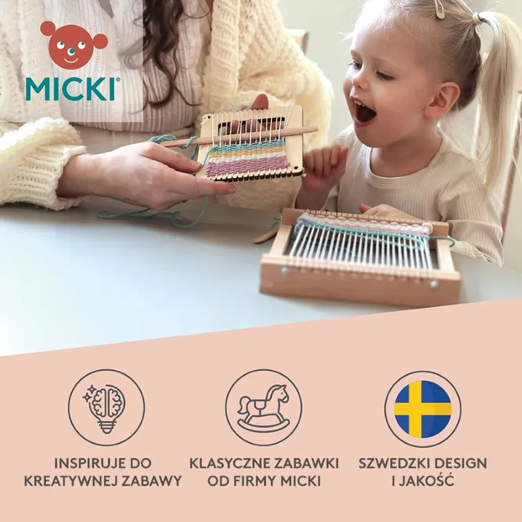 Micki, krosno drewniane, ramka do tkania, zestaw kreatywny