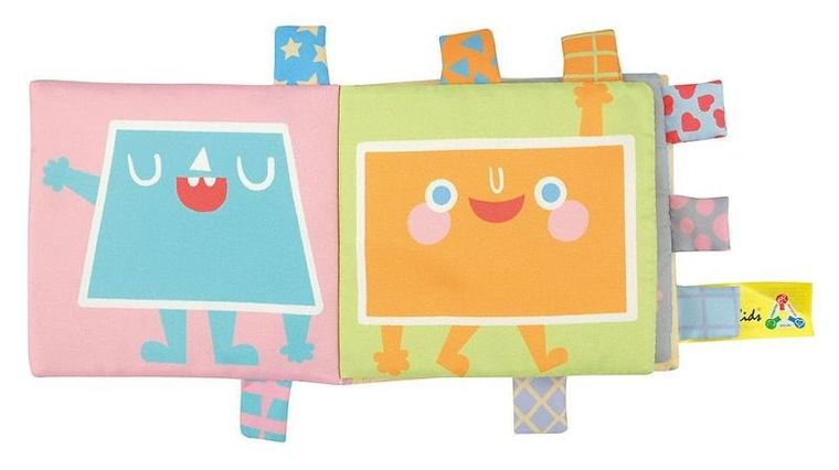 Miękka książeczka dwustronna do zawieszenia na wózku, foteliku, kształty