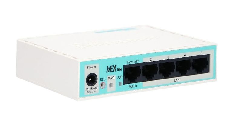 MikroTik, hExlite, router, RB750r2, 5xRJ45 100Mb/s