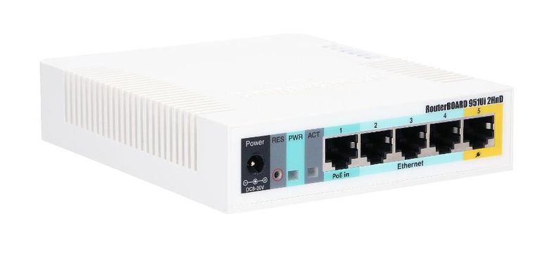 MikroTik, RB951Ui-2HnD, router WiFi, 2,4GHz, 5xRJ45 100Mb/s, 1xUSB