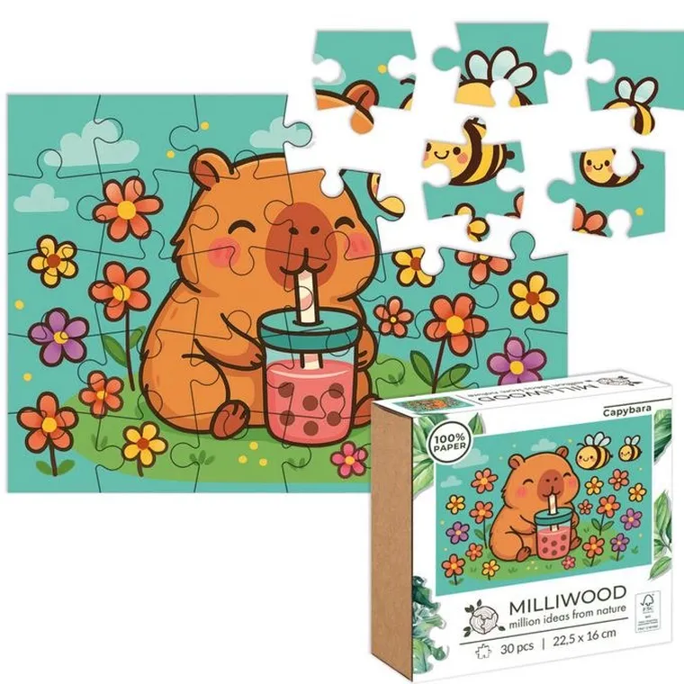 Milliwood, Kapibara, puzzle drewniane, 30 elementów