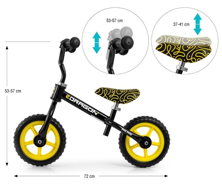 Milly Mally, Dragon, rowerek biegowy, czarny