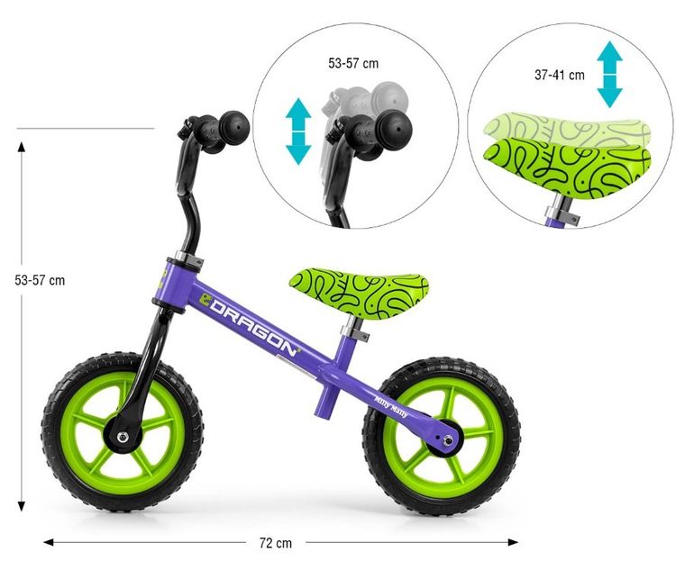 Milly Mally, Dragon, rowerek biegowy, fioletowy