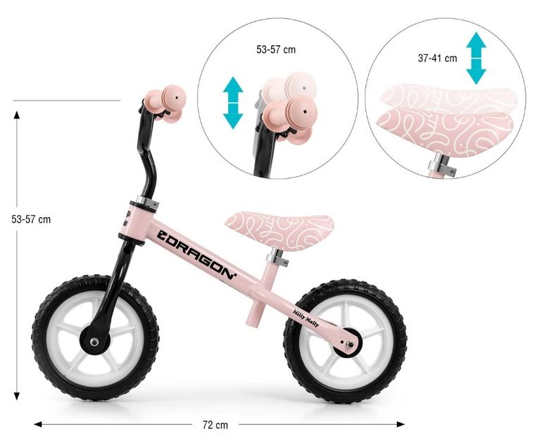 Milly Mally, Dragon, rowerek biegowy, różowy