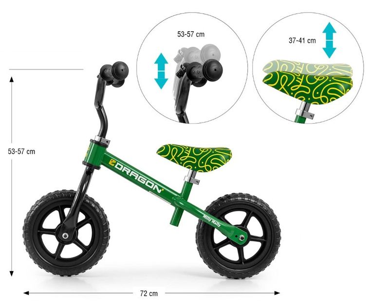 Milly Mally, Dragon, rowerek biegowy, zielony