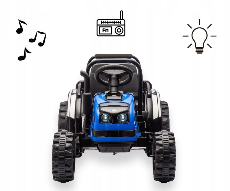 Milly Mally, Traktor, pojazd na akumulator z przyczepą, niebieski