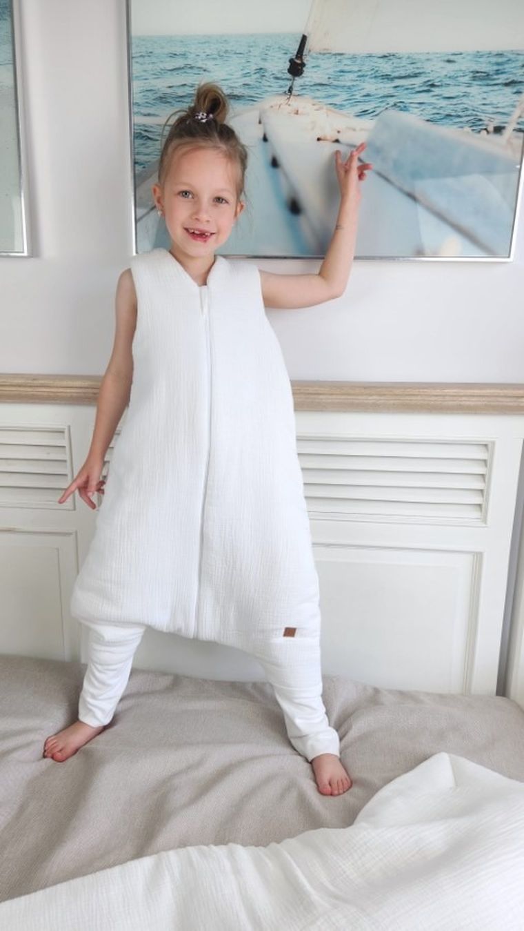 MimiNu, całoroczny śpiworek z nogawkami, muślin, śmietanka, TOG 2-2.5, rozmiar M, 2-6 l