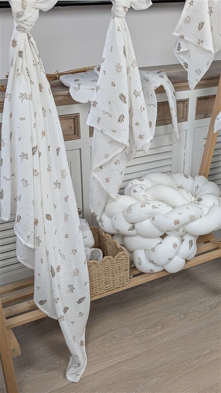 MimiNu, Duo, Listki beż, pielucha muślinowa, 75-75 cm, 2 szt.