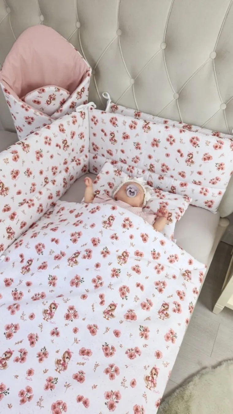 MimiNu, Kaczuszki, 2-częściowy komplet pościeli, pudrowy róż, 135-100 cm