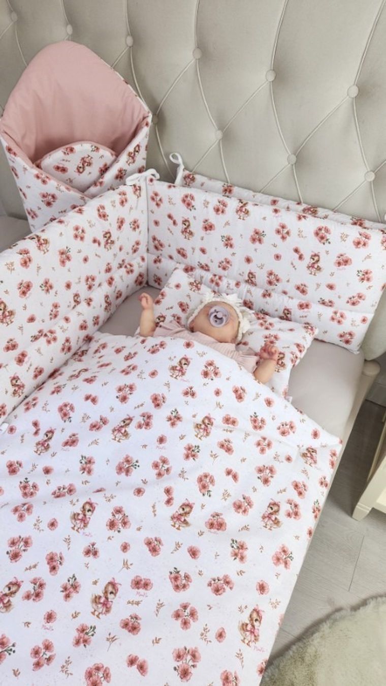 MimiNu, Kaczuszki, 3-częściowy komplet pościeli, pudrowy róż, 120-90 cm