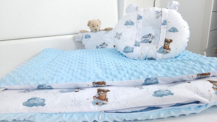 MimiNu, Misie, koszyk na zabawki z uszami, błękit