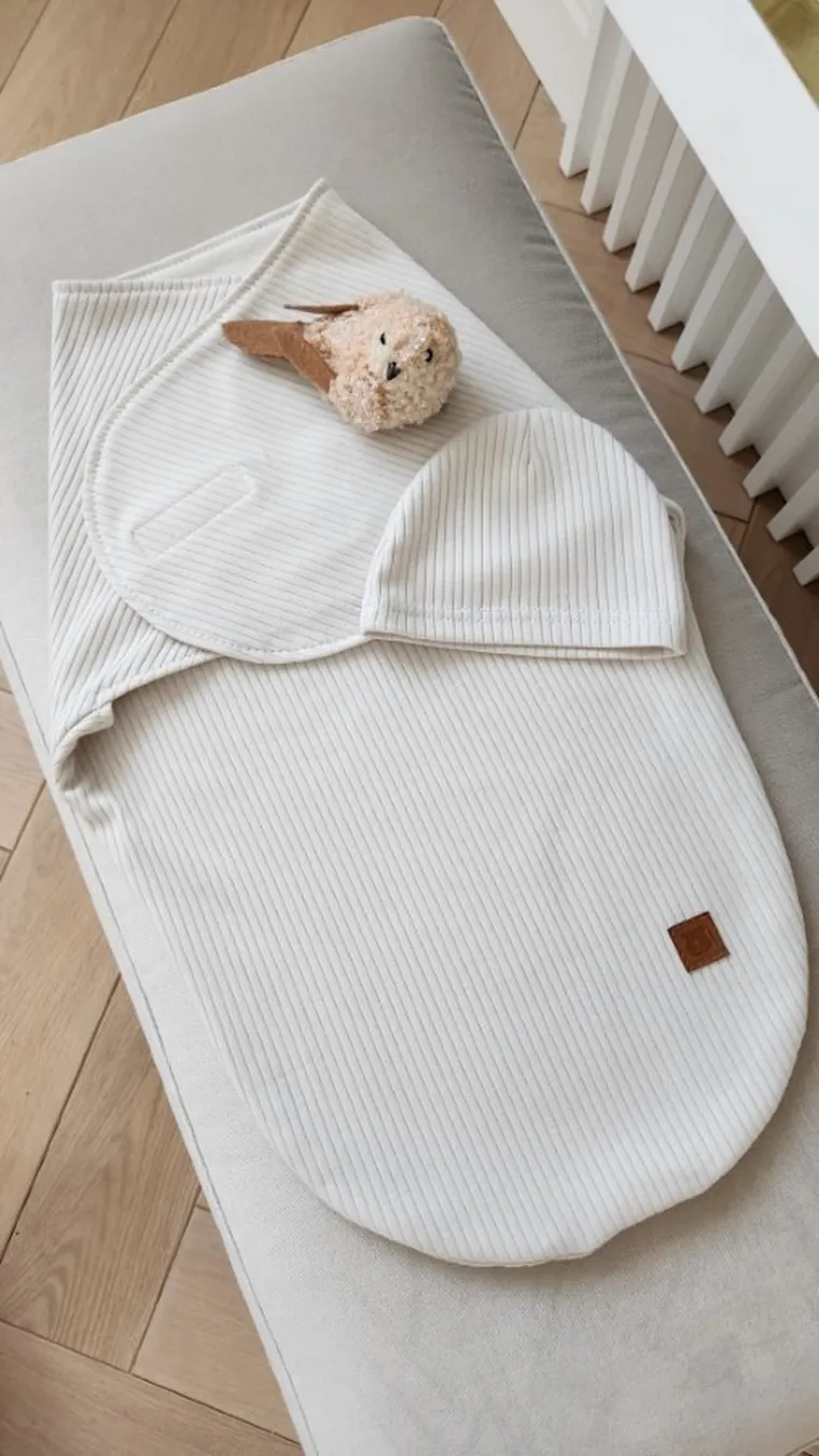 MimiNu, Soft, Leo, komplet: śpiworek + czapeczka, beż, TOG 0.5, 0-3 m