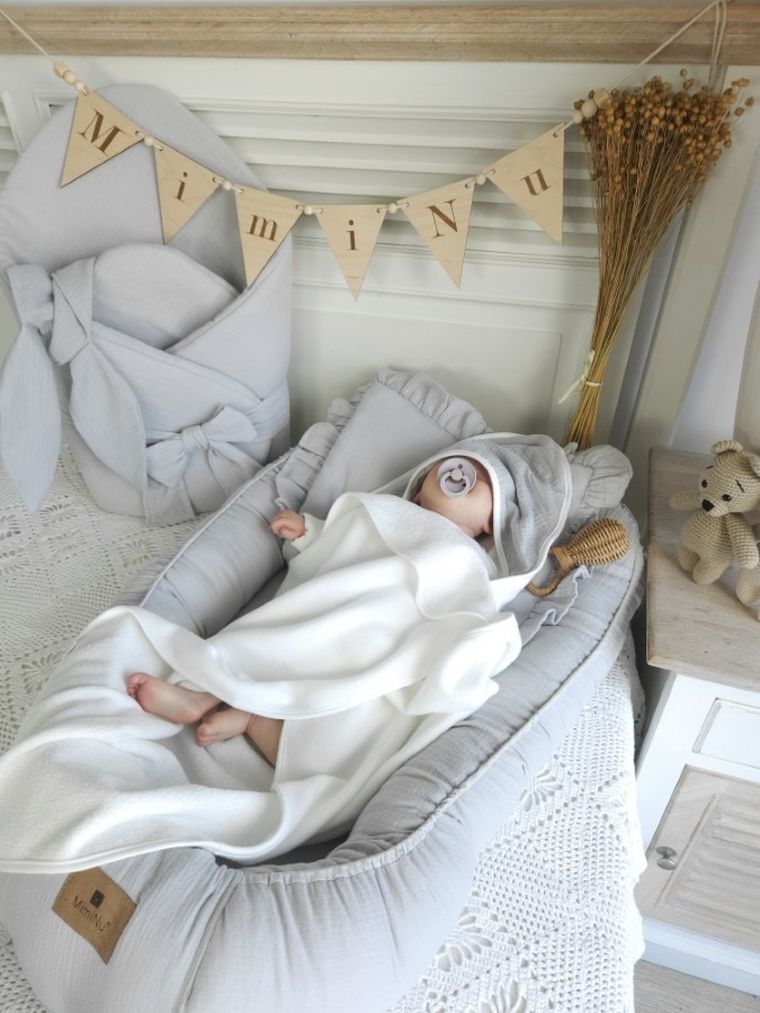 MimiNu, szmatka sensoryczna muślinowa, szary, 30-30 cm