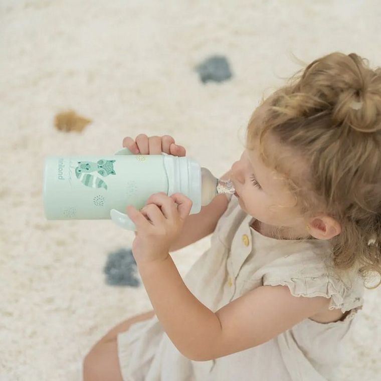 Miniland, Dolce, butelka termiczna ze stali nierdzewnej ze smoczkiem, miętowa, 240 ml