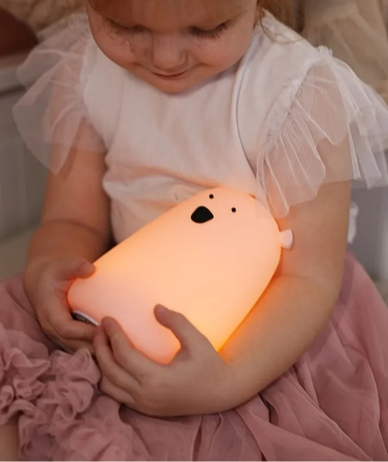 Miś, lampka silikonowa, duża, lawendowa