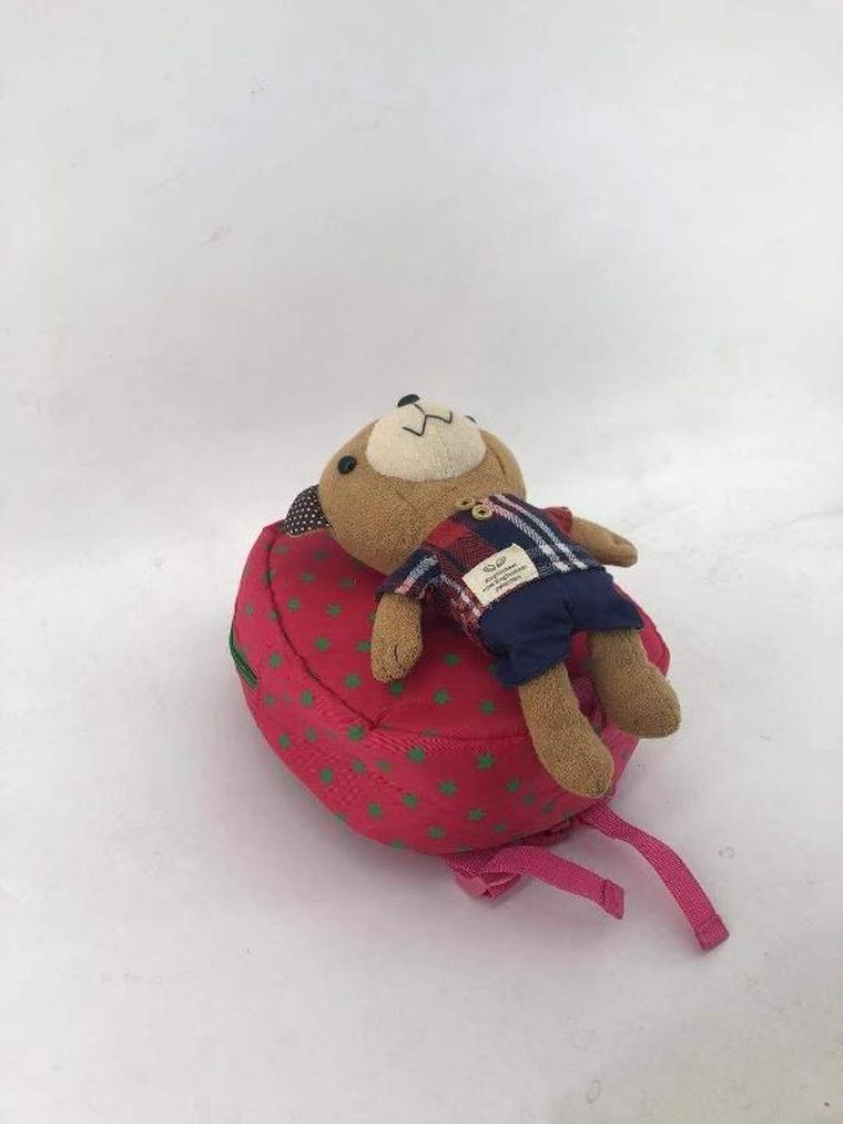 Miś, plecak dla dziecka ze smyczą zabezpieczającą, różowy