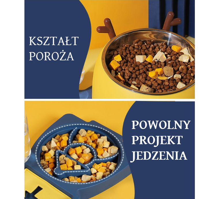 Miska z automatycznym dozownikiem wody dla psa i kota 2w1, niebieska