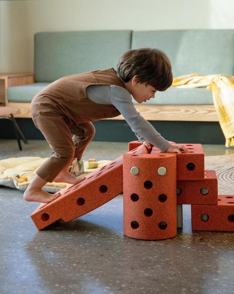 Modu, Dreamer Set, kreatywne klocki rozwijające motorykę dużą, z funkcją jeździka, pomarańczowy