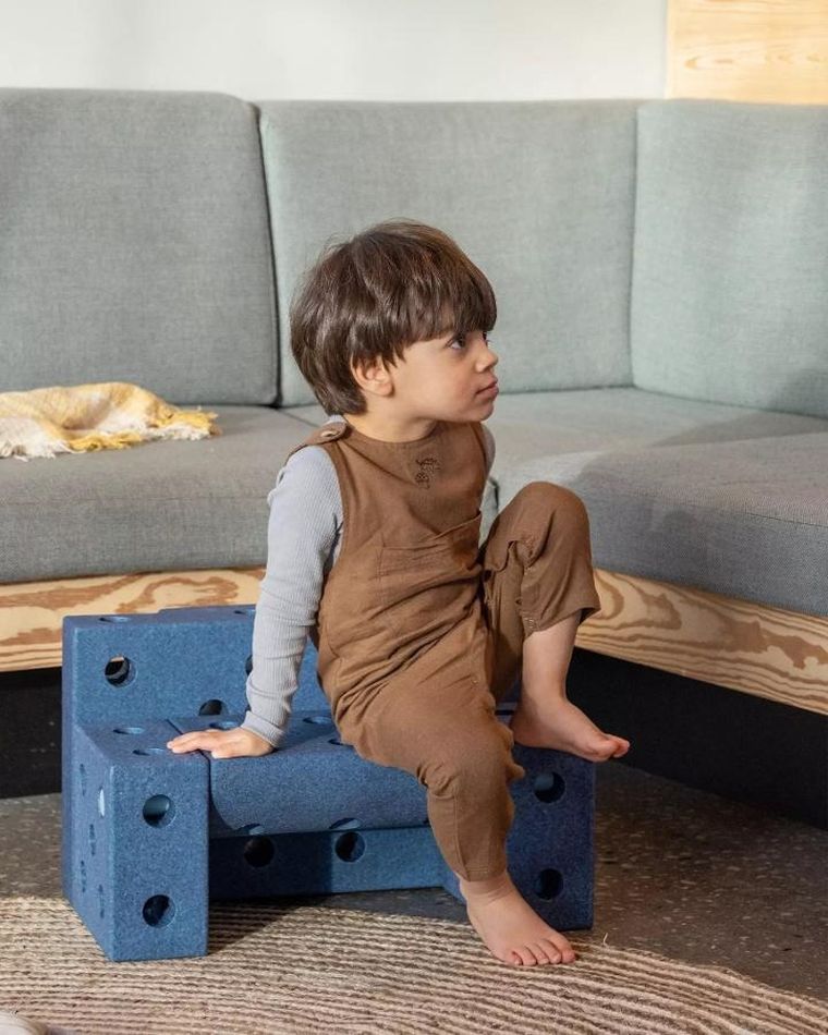 Modu, Explorer Set, kreatywne klocki rozwijające motorykę dużą, z funkcją jeździka, niebieski