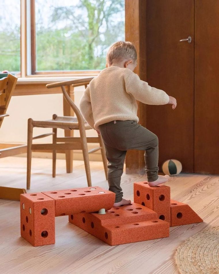 Modu, Explorer Set, kreatywne klocki rozwijające motorykę dużą, z funkcją jeździka, pomarańczowy