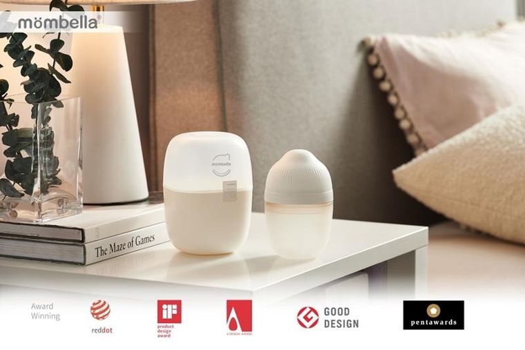 Mombella, butelka antykolkowa dla noworodka, silikonowa, ivory, 210 ml